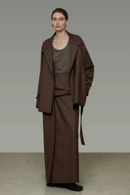 High-end loose short trench coat B4292