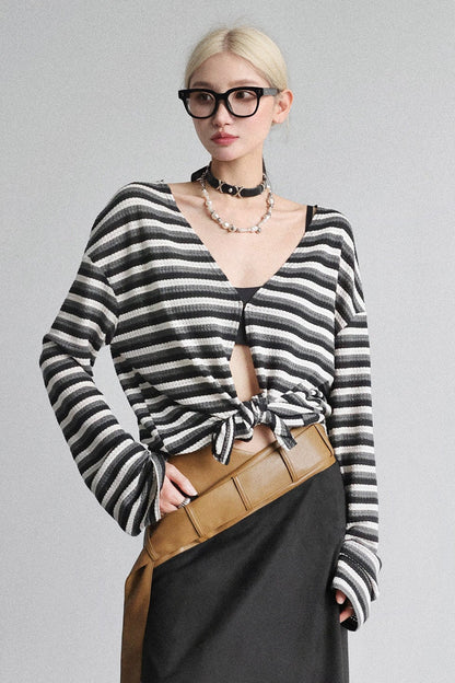 Striped Front & Back Two-Way Knit Top B4645