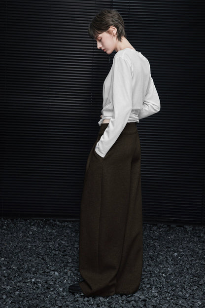 ダークブラウンスウェットレイジーワイドパンツ　B4420