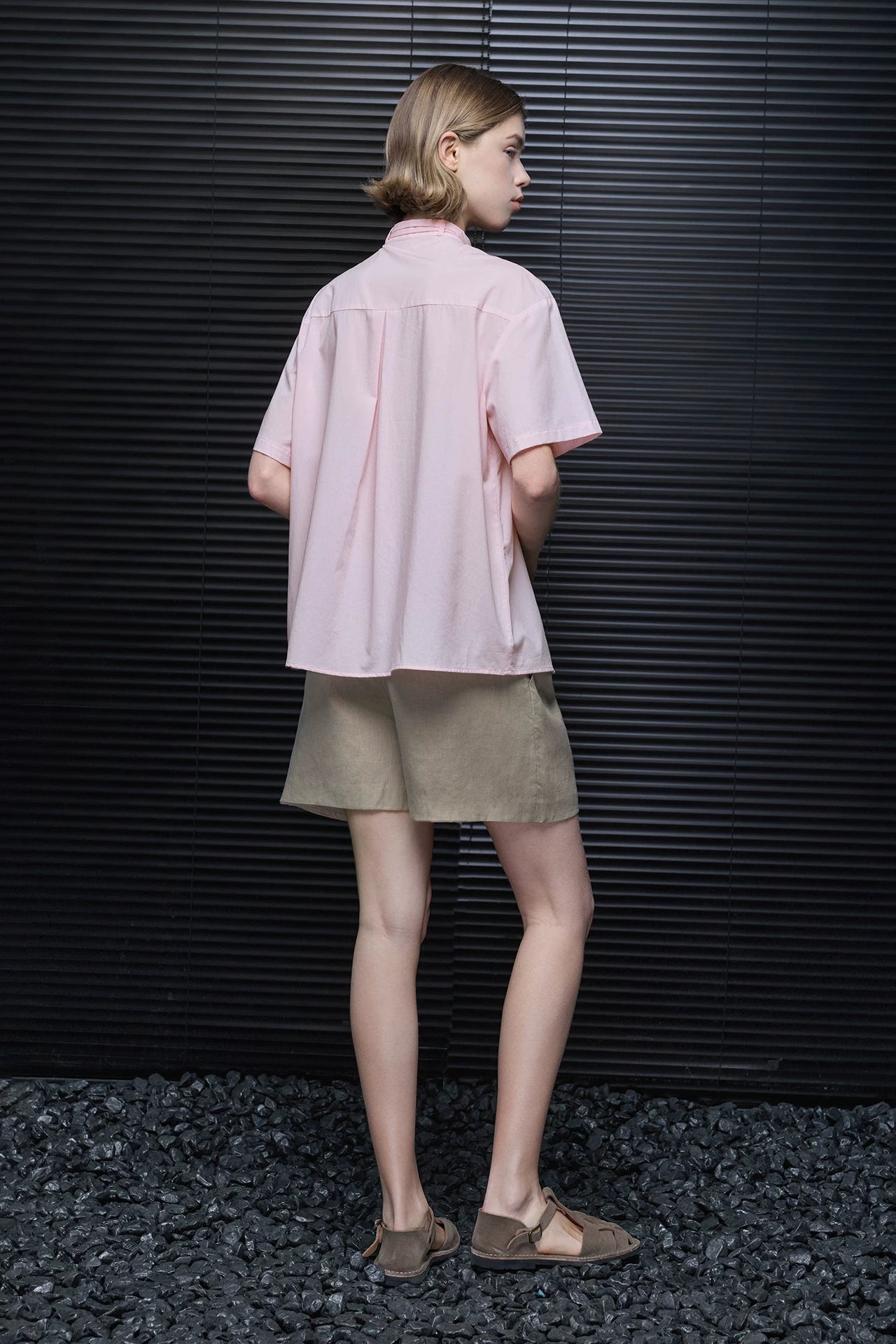 ピンクリボンデザインドロップショルダーシャツ　B4819