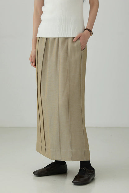 Tencel Linen Versatile Slit Skirt B4270