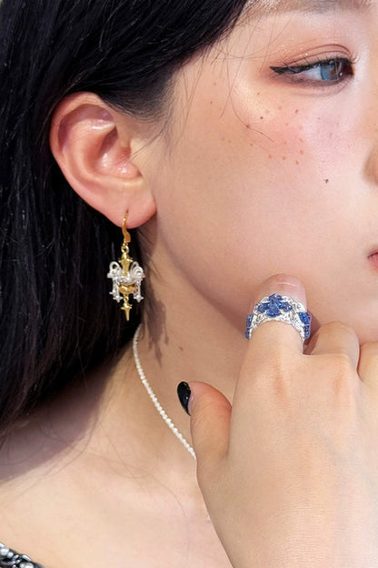 S925トワーリングスターフォールピアス（シングル）　B3973