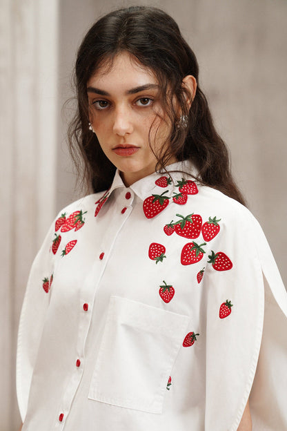 Strawberry Embroidered Flying Shirt B4790