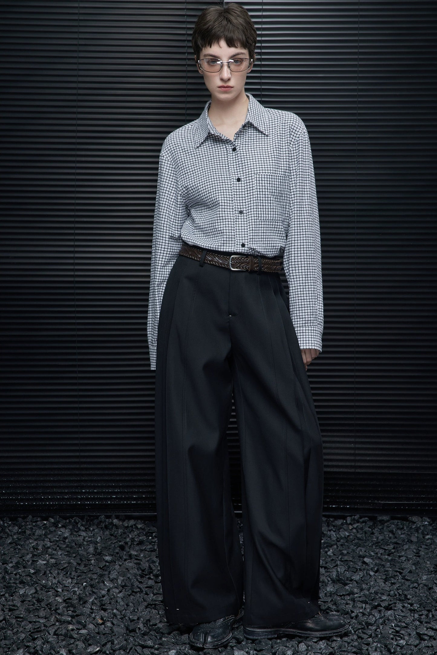 ブラックルーズワイドスーツパンツ　B4542