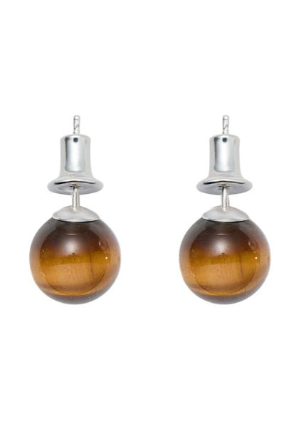 S925ブルーアゲートダブルビーズピアス　B4336