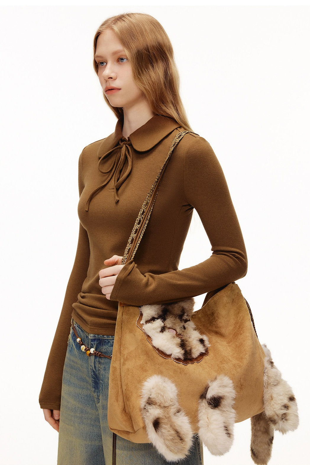 ピーターパンカラータイ長袖ポロシャツ　B4591