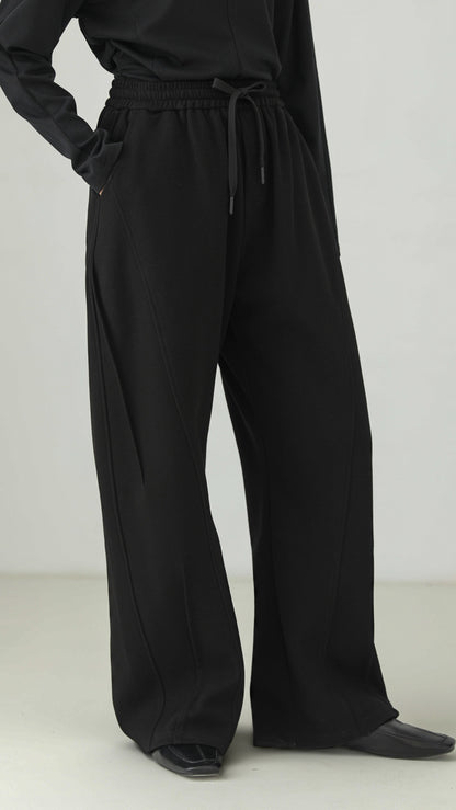 Black cotton-blend straight-leg sweatpants B5000