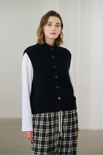 美利奴羊毛立領背心 B4484