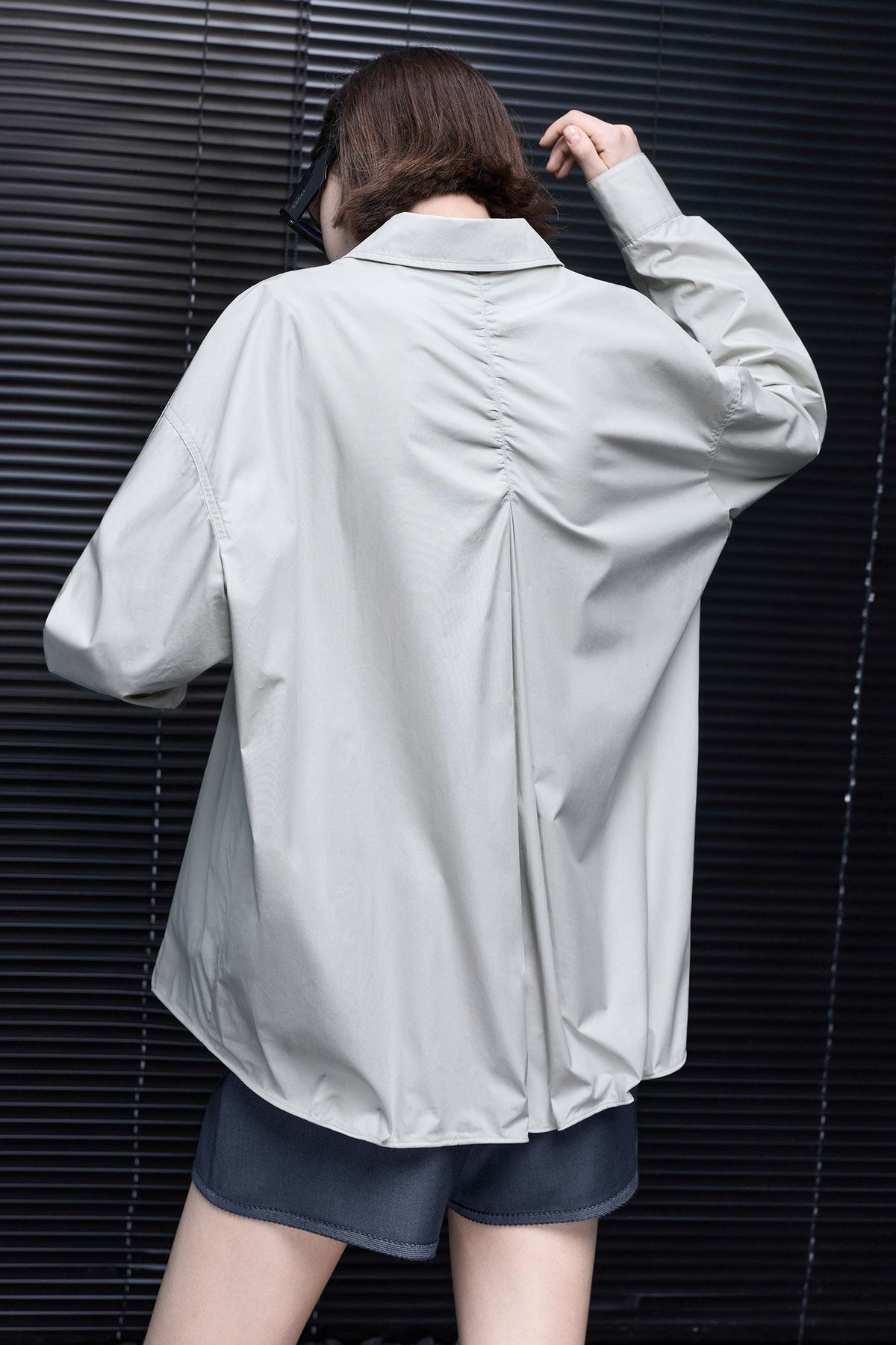 Gray Green 100% Cotton Drop Shoulder Shirt B4977