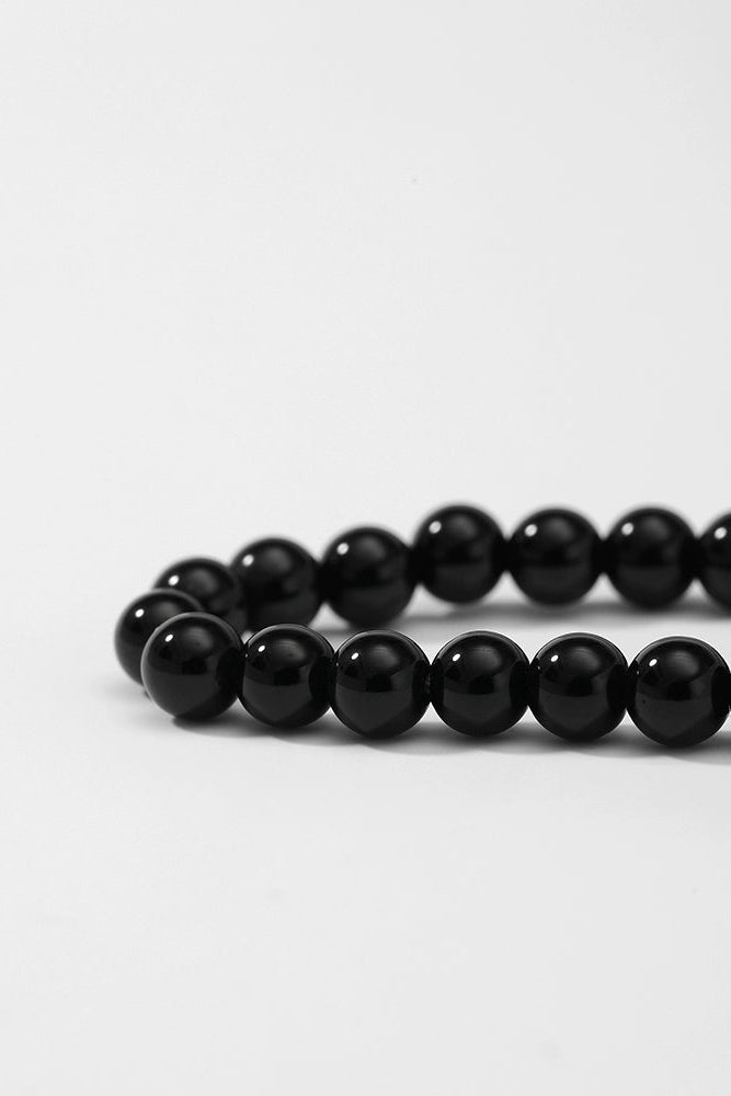 S925ミニブラックオニキスミニマリストネックレス　B4374