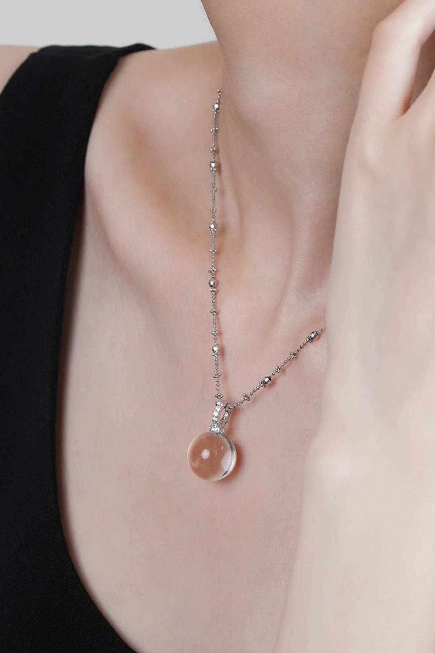 S925白水晶吊墜項鍊 B4188