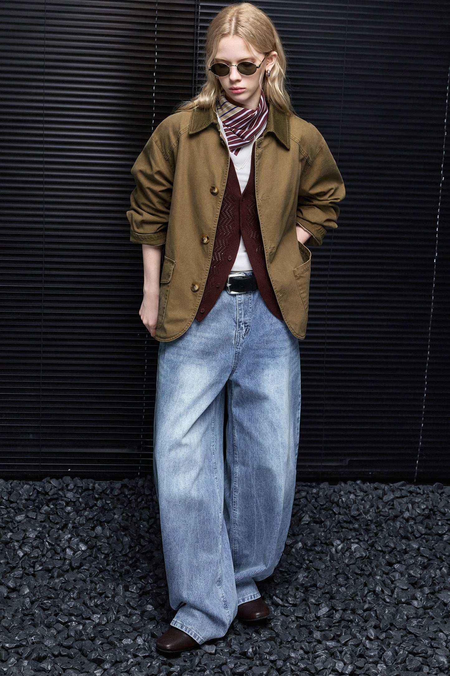 Khaki Brown Multi-Pocket Workwear Style Jacket B4957