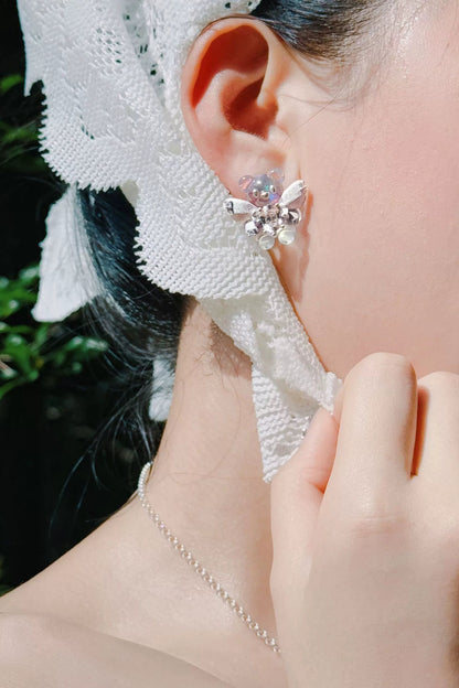 可愛植絨S925小熊耳環 B4462