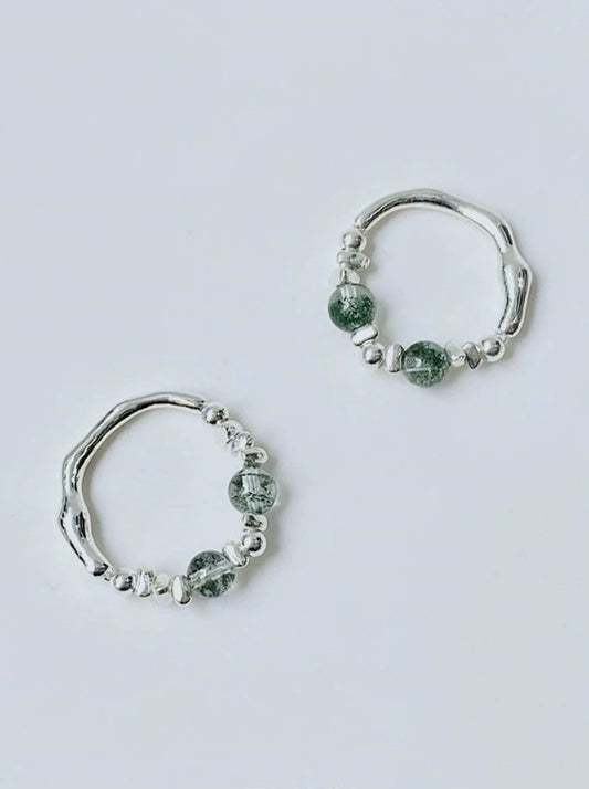 S925 Natural Green Ghost Ring B2667