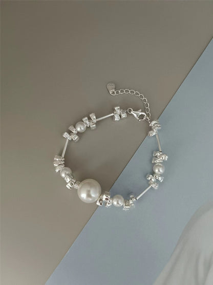 S925 Silver Tube Broken Pearl Bracelet B2748