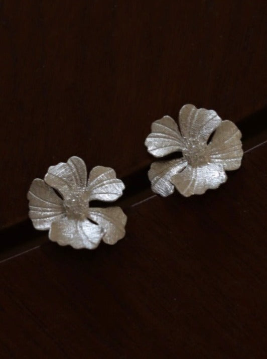 S925 Chinese Hibiscus Handmade Earrings B1899