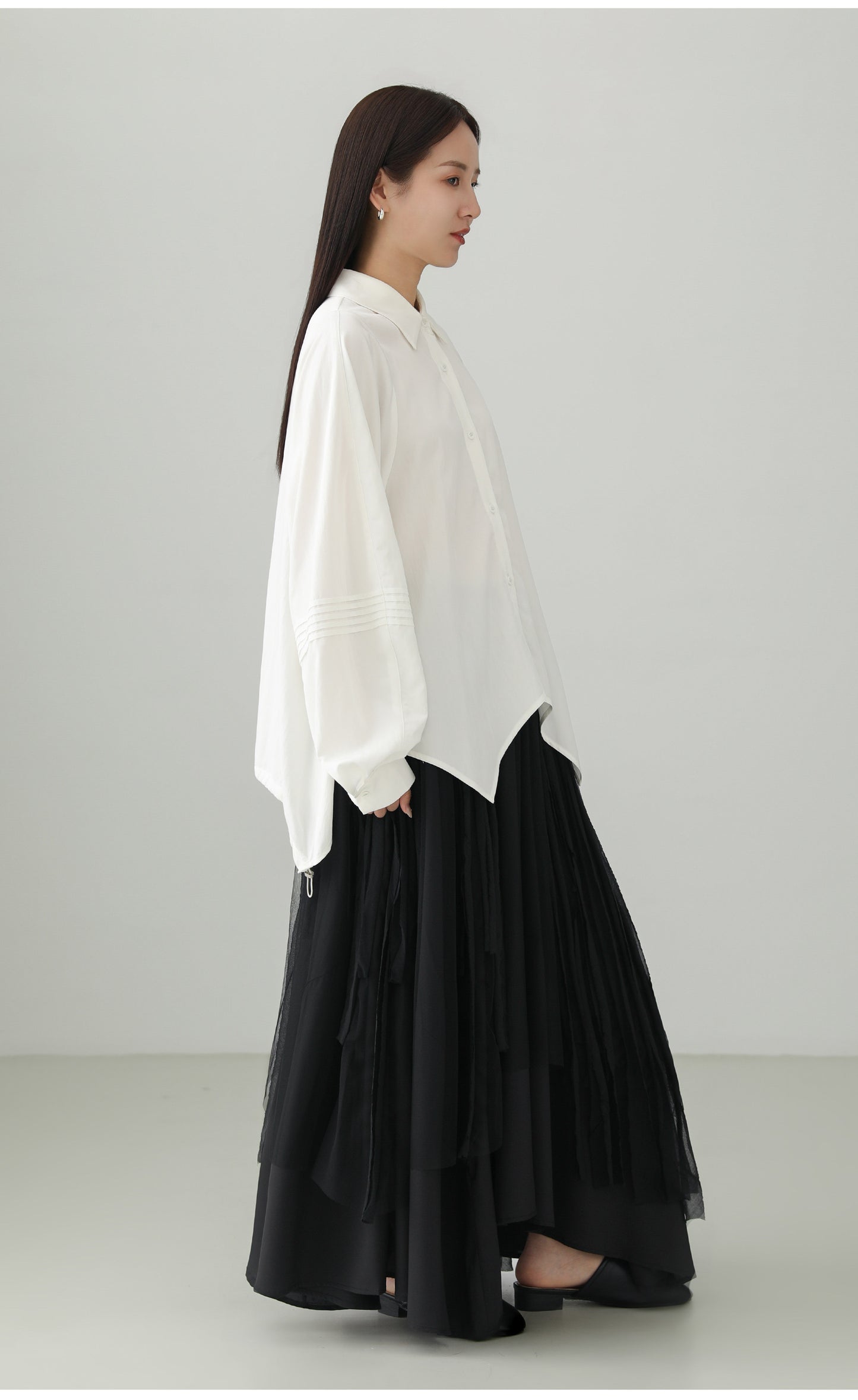 Black Hepburn Irregular Tulle Skirt B4731