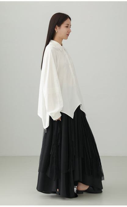 Black Hepburn Irregular Tulle Skirt B4731