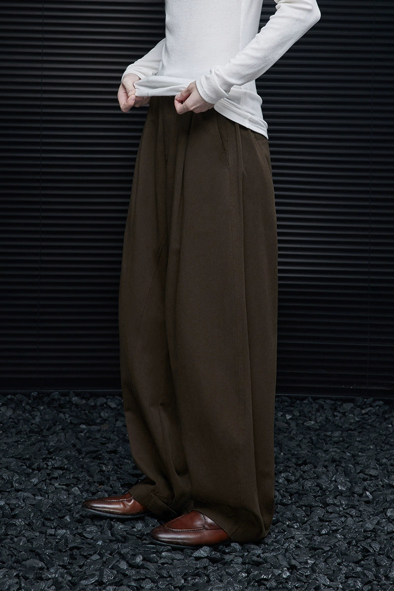 ダークブラウンテンセルコットンワイドパンツ B4356 – Bloemen