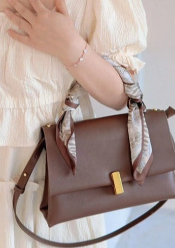Leather silk scarf shoulder handbag B2119