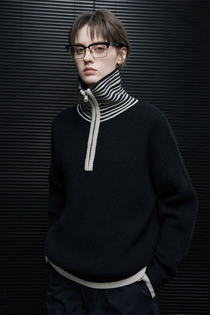 ブラックカラーブロックハイネック　B4425