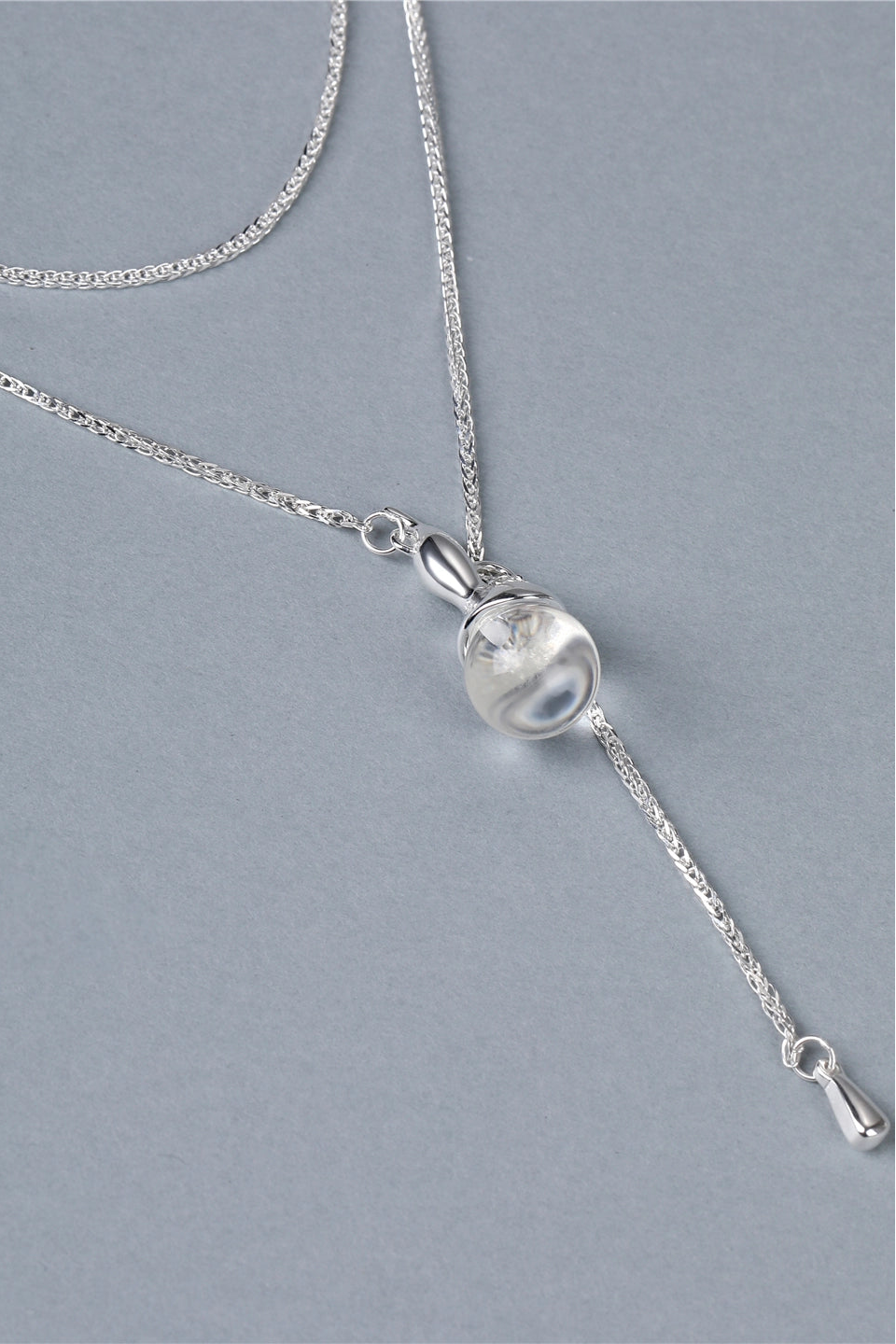 S925シャドウホワイトクリスタルペンダントネックレス　B4516