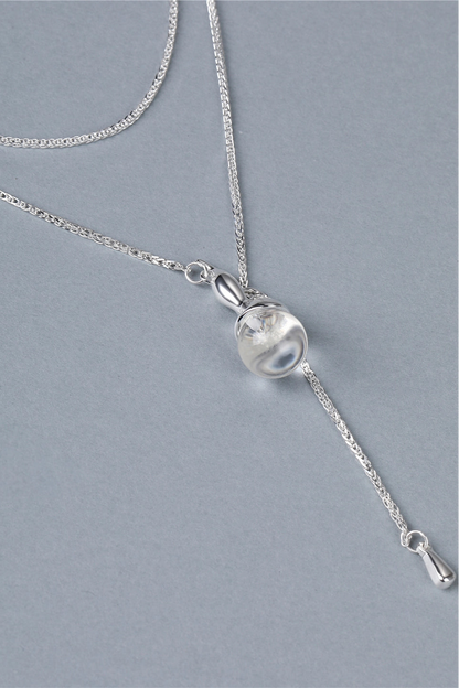 S925シャドウホワイトクリスタルペンダントネックレス　B4516