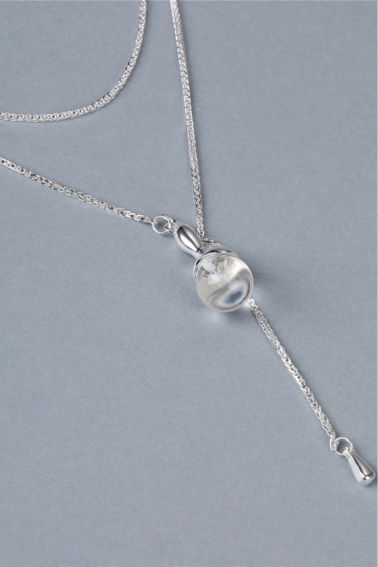 S925シャドウホワイトクリスタルペンダントネックレス　B4516