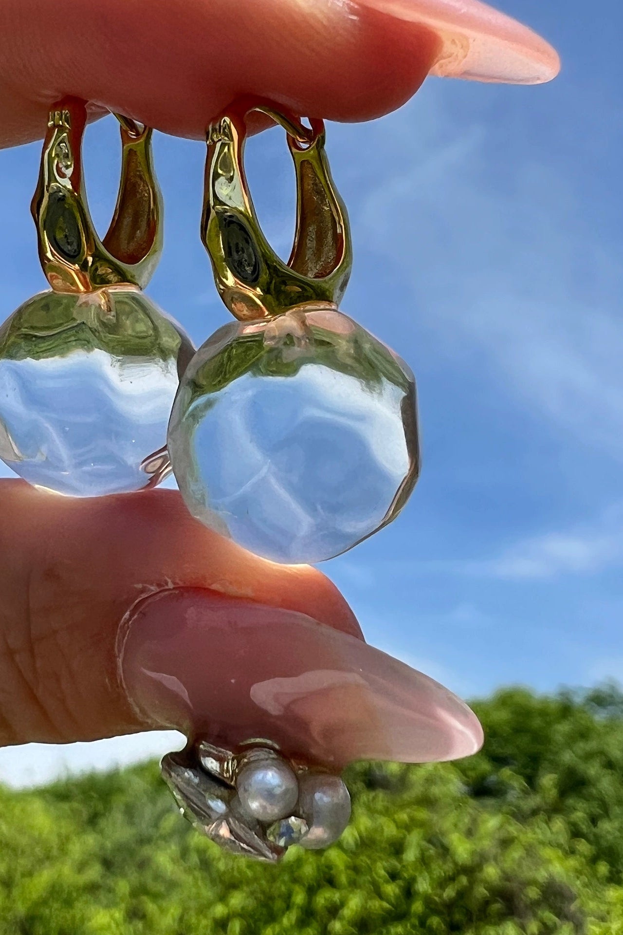 S925 天然白水晶 7A 級耳環 B4384