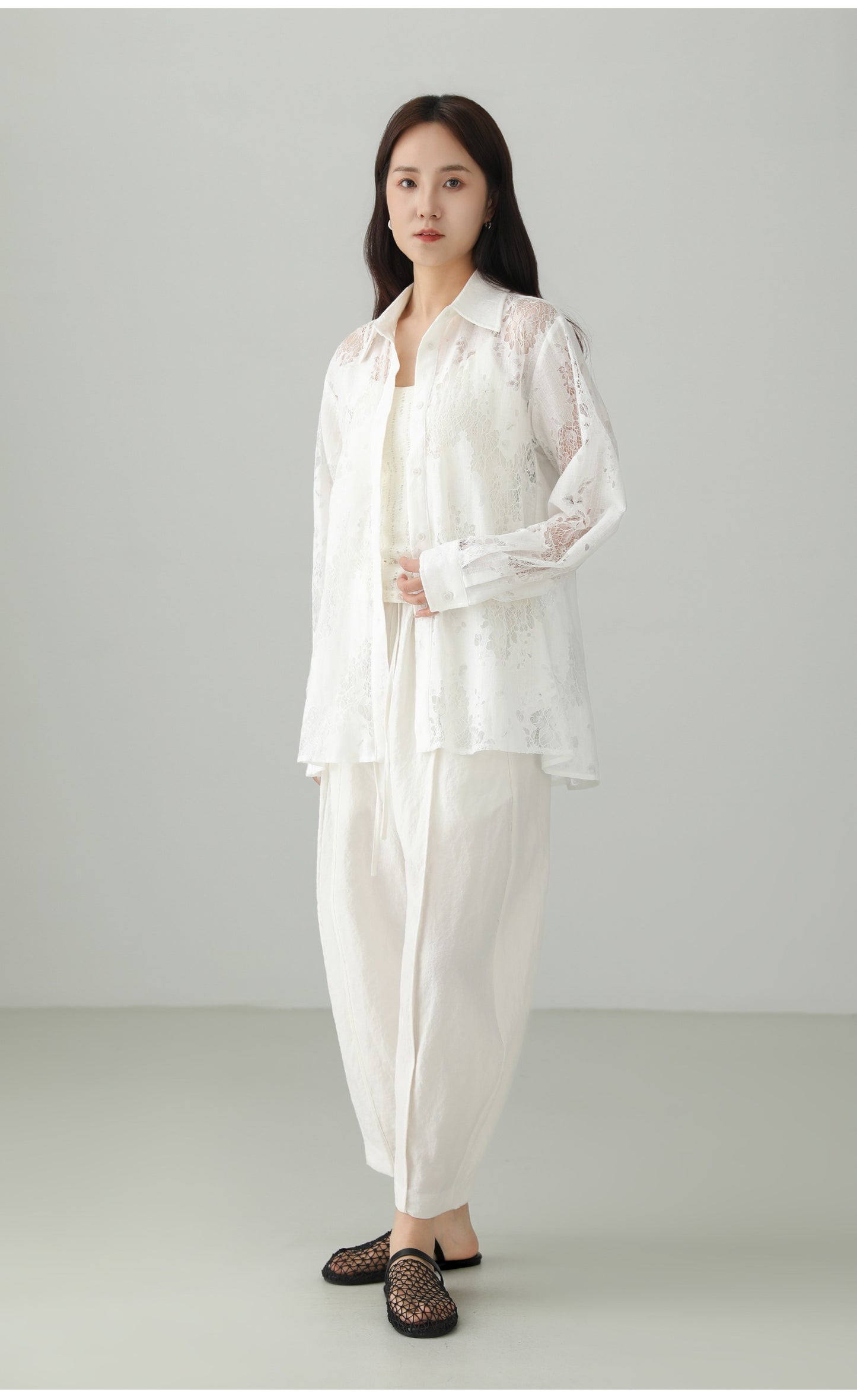 Jacquard Cutwork Shirt Jacket B4757