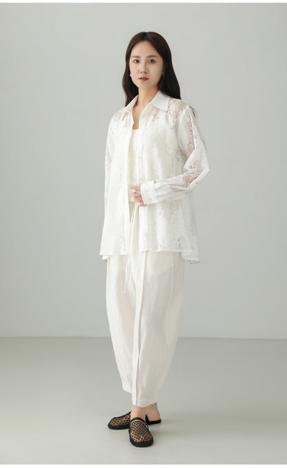 Jacquard Cutwork Shirt Jacket B4757