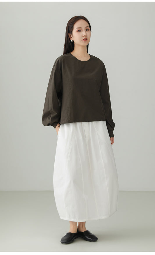 ミニマルクルーネックプルオーバーシャツ　B4729