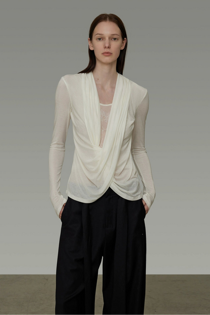 Cross V-neck knit top B4300