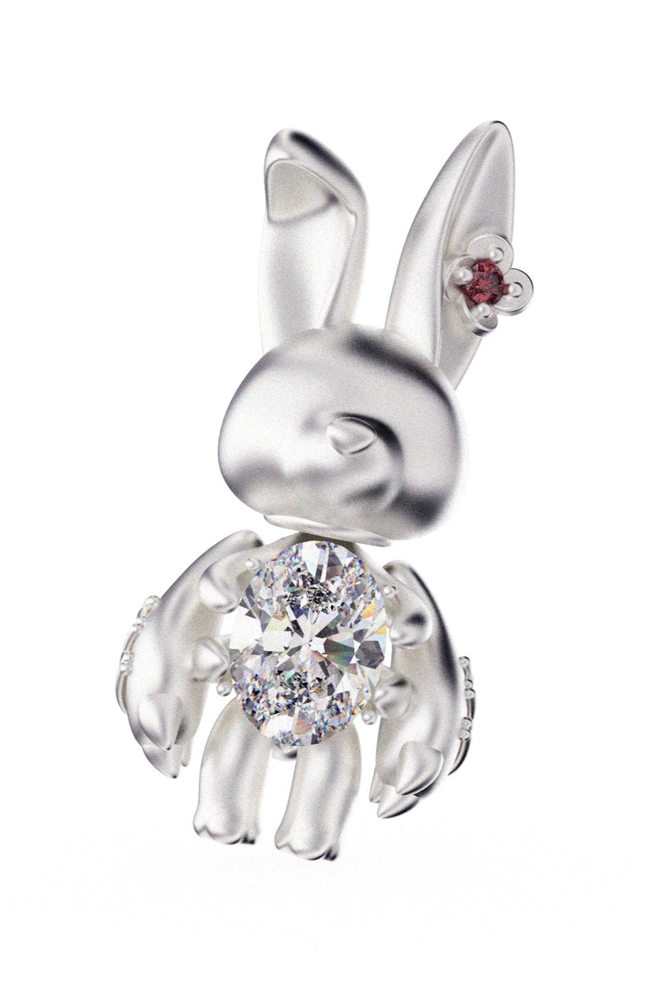 S925ダークゴシックバニーピアス（シングル）　B3977