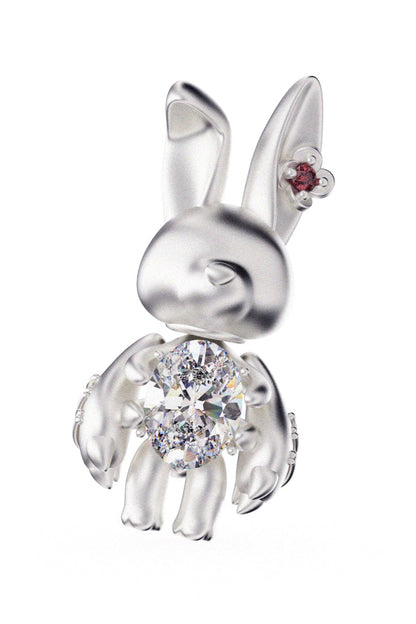 S925ダークゴシックバニーピアス（シングル）　B3977