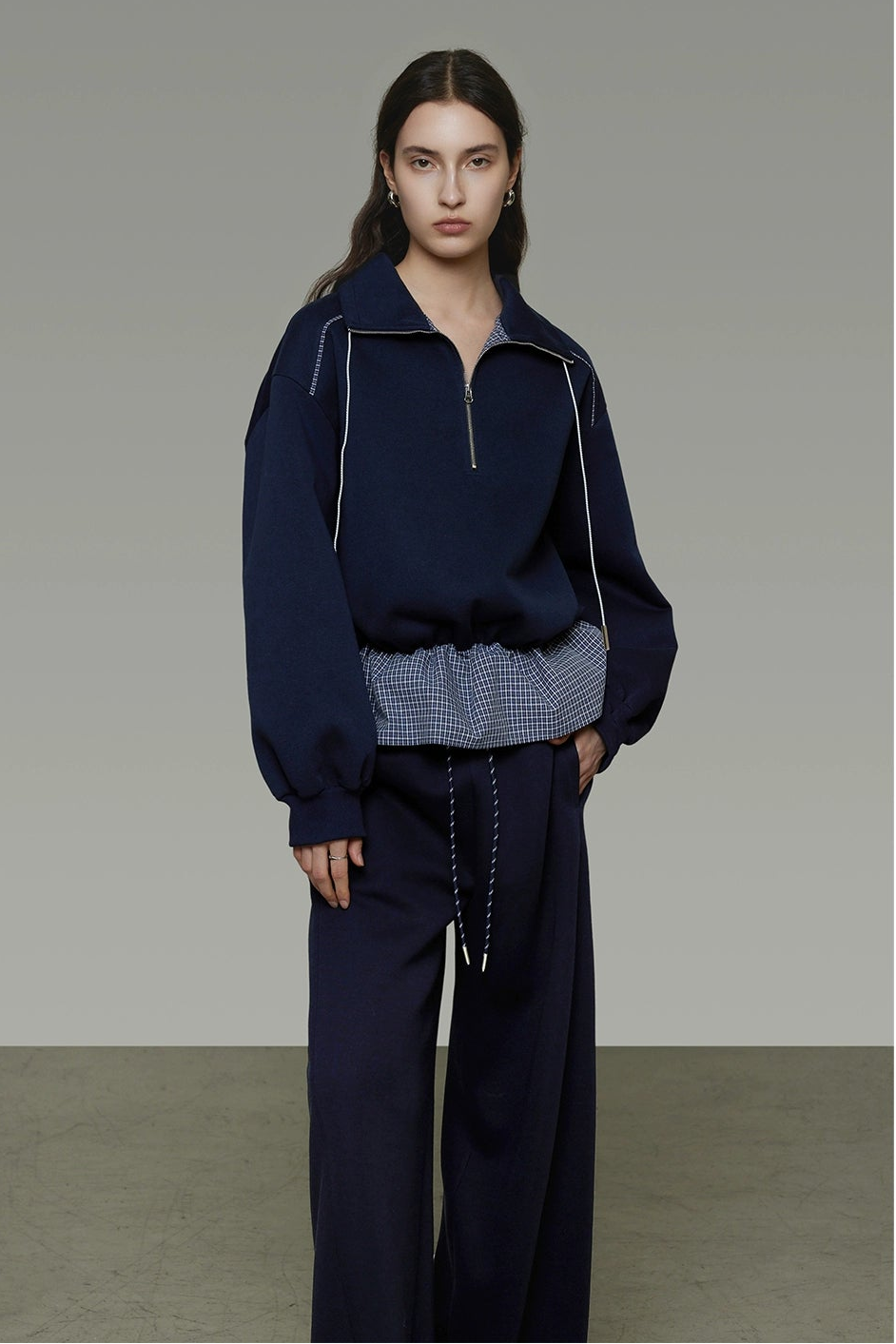 Contrast half-zipper sweatshirt B4441