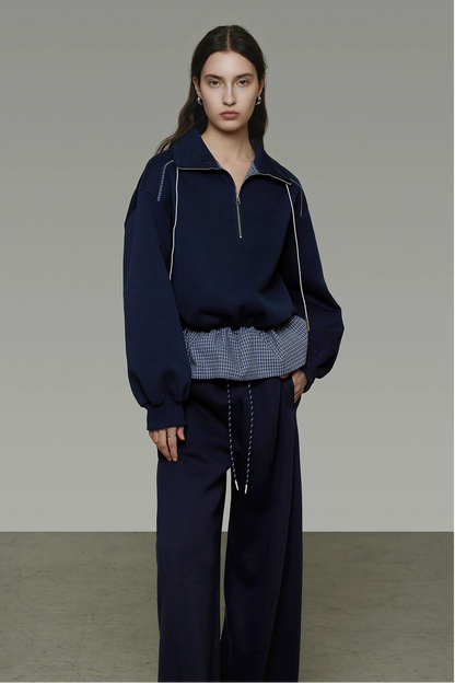 Contrast half-zipper sweatshirt B4441