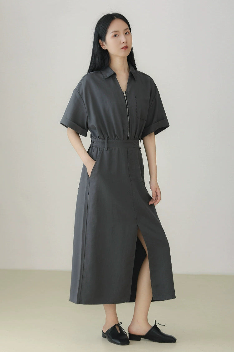 テンセルキュプラシャツワンピース　B3963