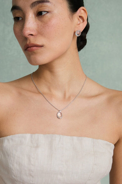 S925 Dewdrop Crystal Stud Earrings B4876
