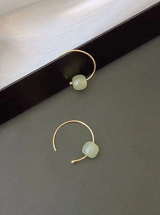 Hotan jade hoop earrings B2671