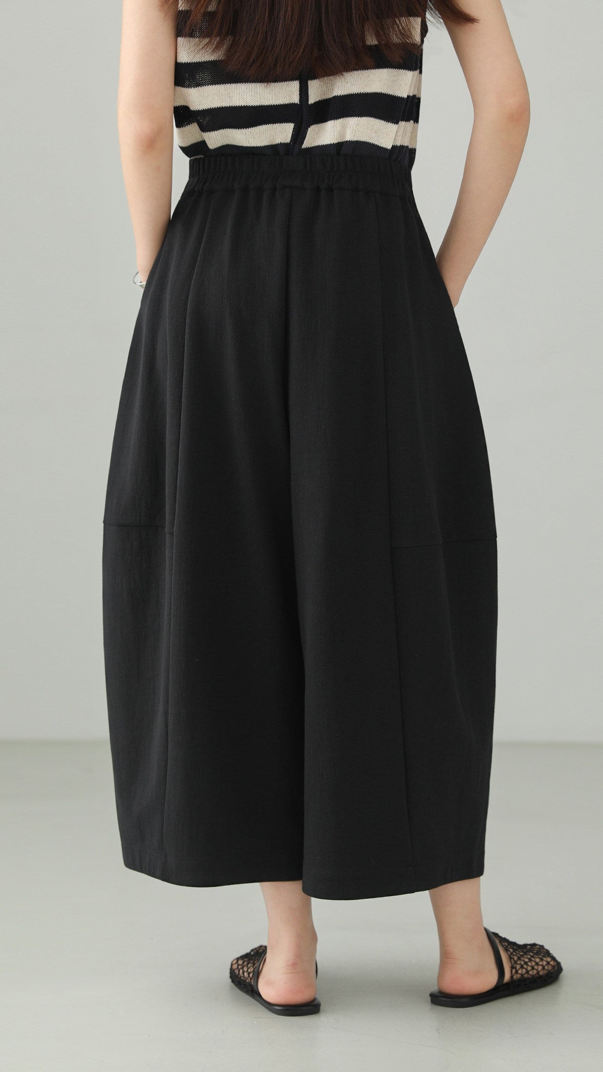 Tencel Cotton Cropped Wide Pants B4763