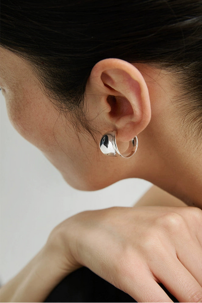 S925プレーンワイドフェイスフープピアス　B4334