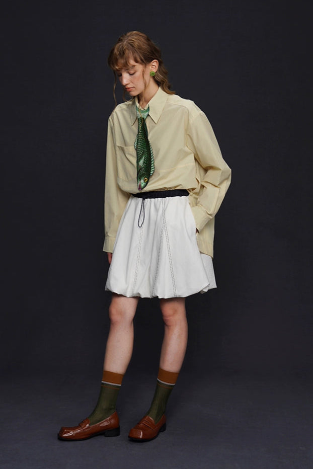 Airy smooth simple loose shirt B4167