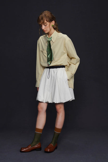 Airy smooth simple loose shirt B4167