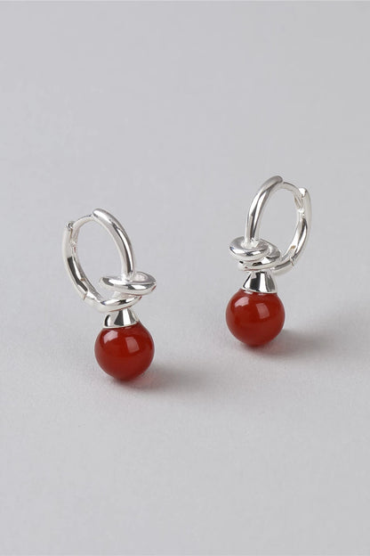 S925ラッキーノットレッドアゲートピアス　B4565