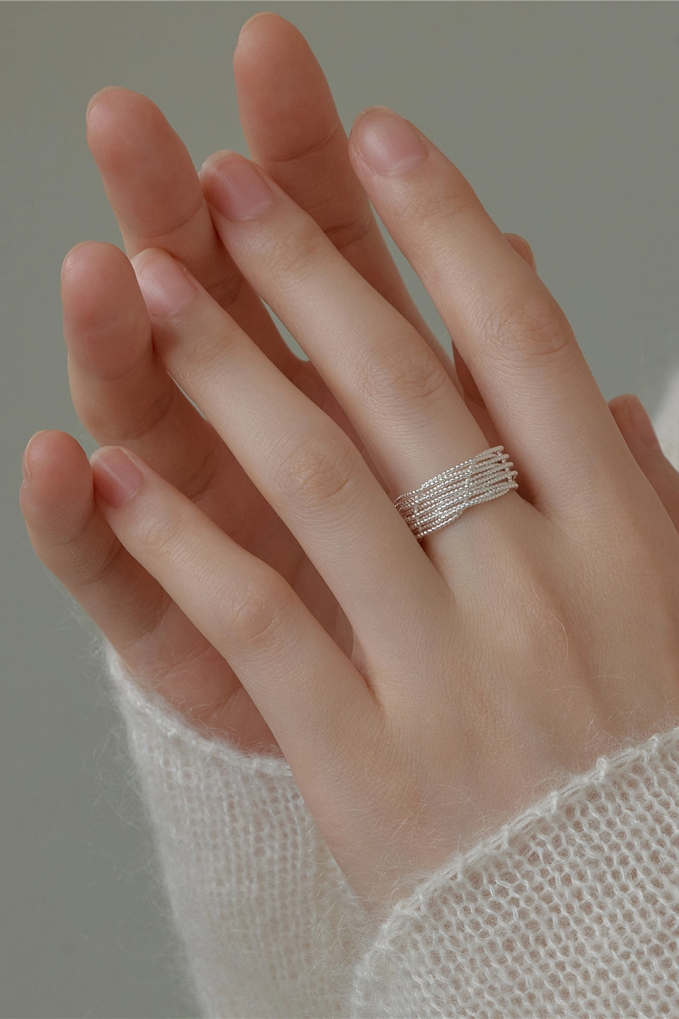 S925 ギャラクシーウーブンスレッドオープンリング　B4521