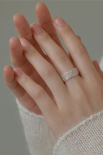 S925 ギャラクシーウーブンスレッドオープンリング　B4521