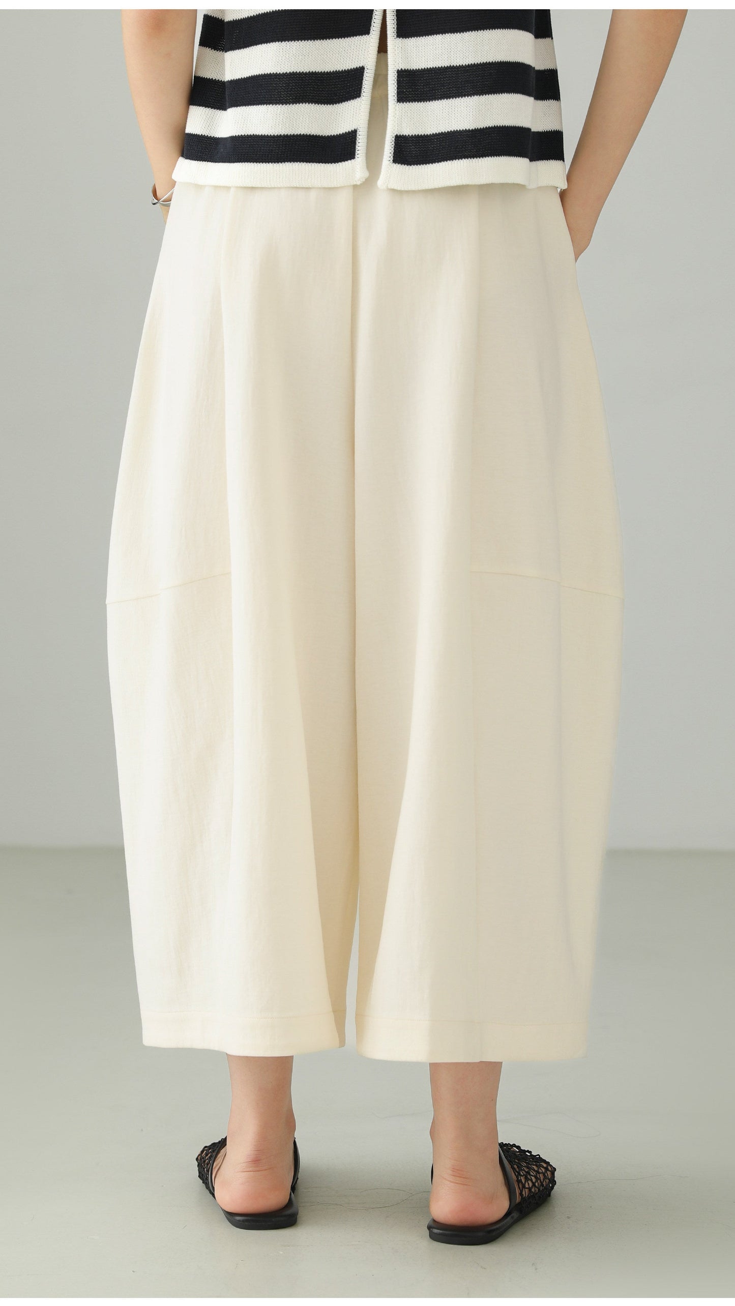 Tencel Cotton Cropped Wide Pants B4763