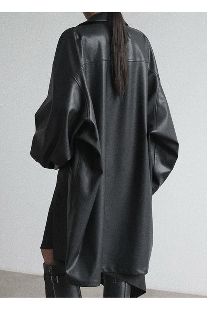 PU Triangle Sleeve Trench Coat B4646