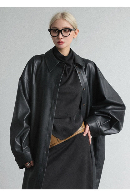 PU Triangle Sleeve Trench Coat B4646